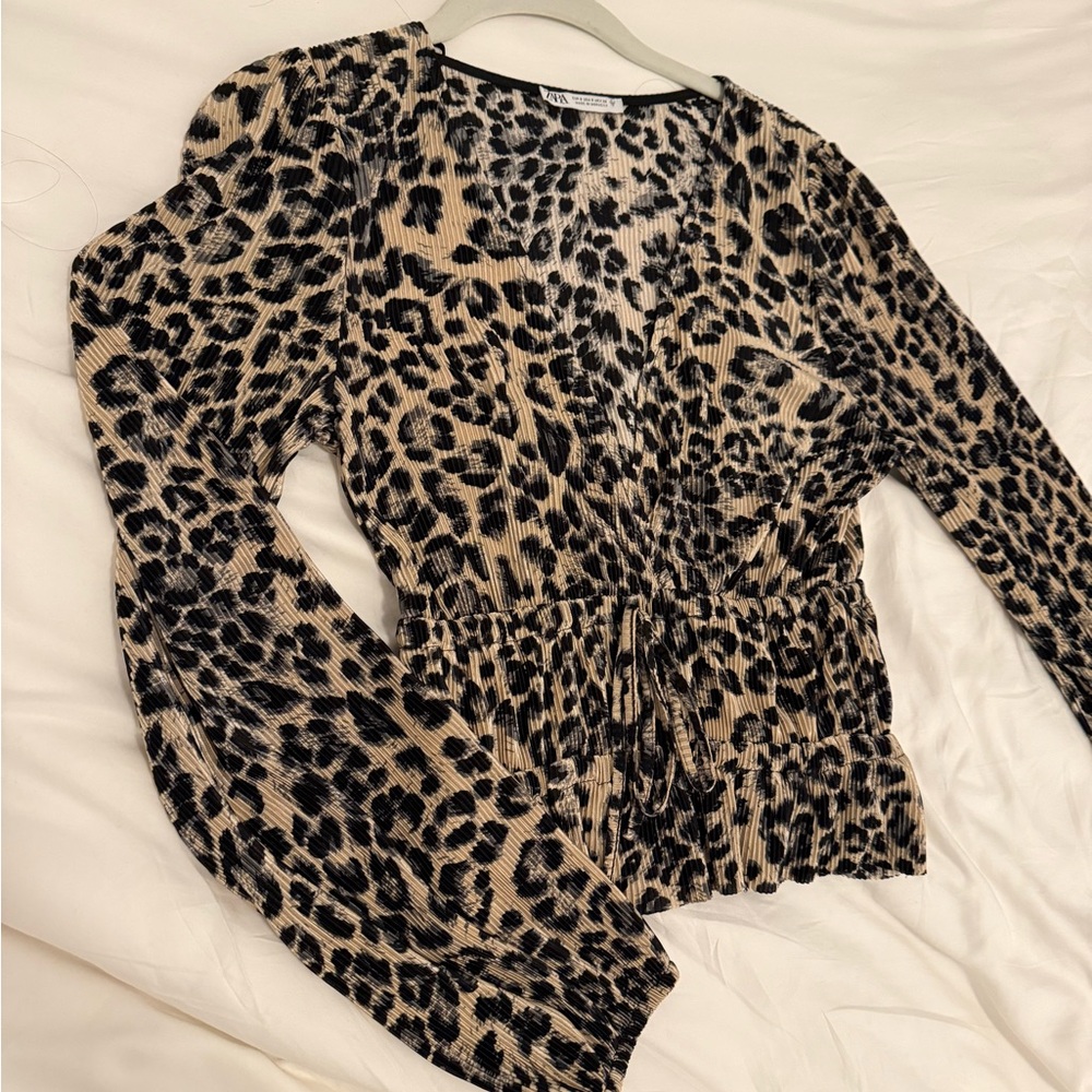 Zara Long Sleeve Cheetah Blouse
